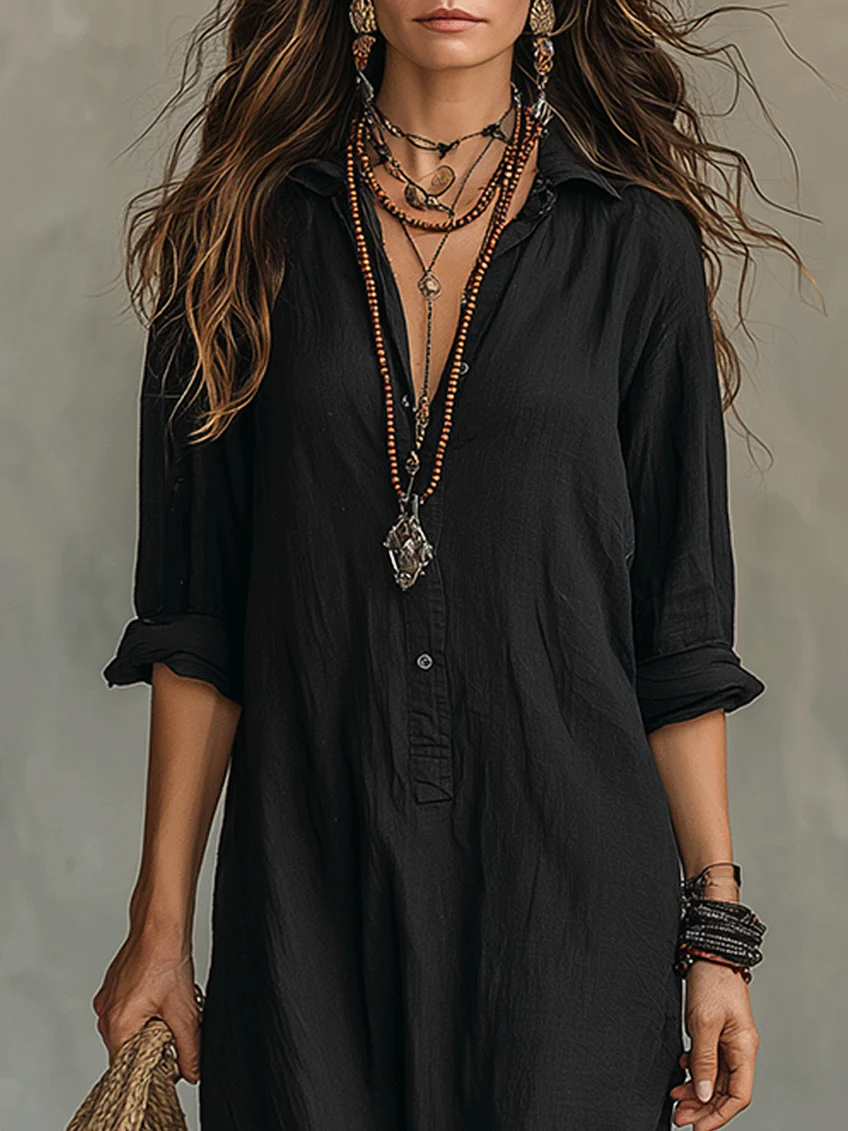 Mireia – Vestido maxi con cuello estructurado