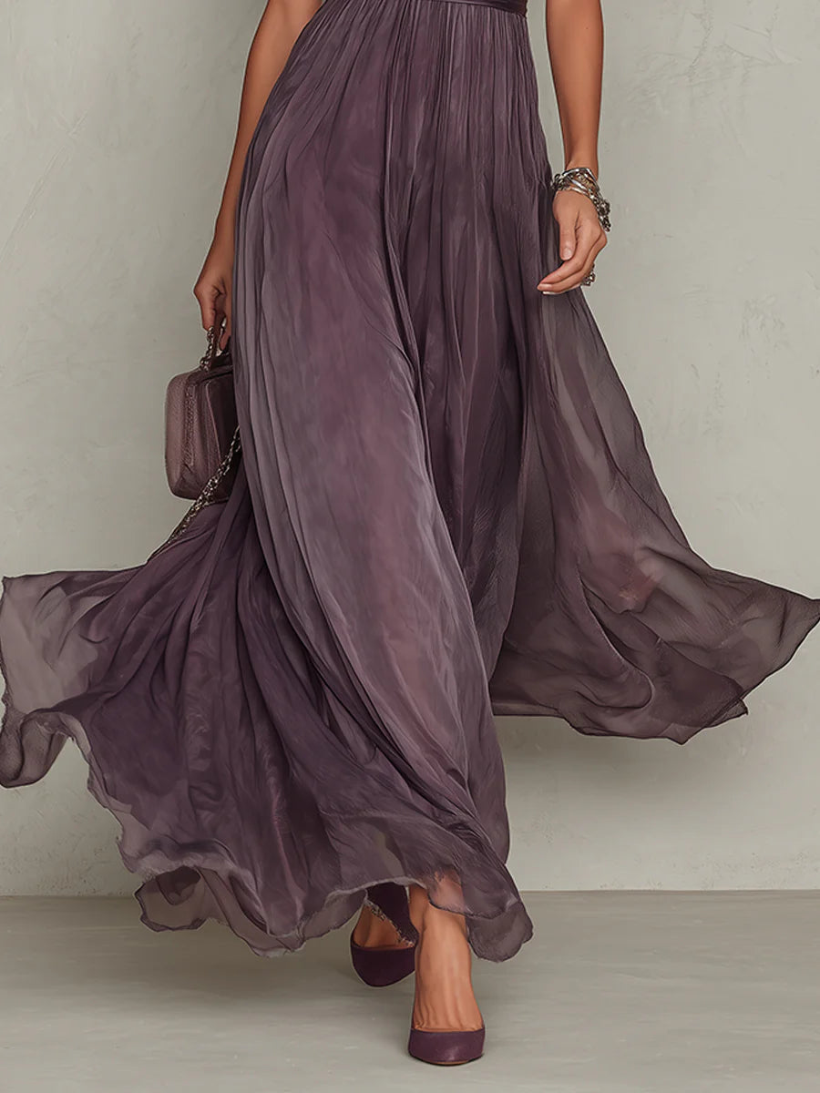 Elena – Vestido largo con escote de gota y detalles de encaje