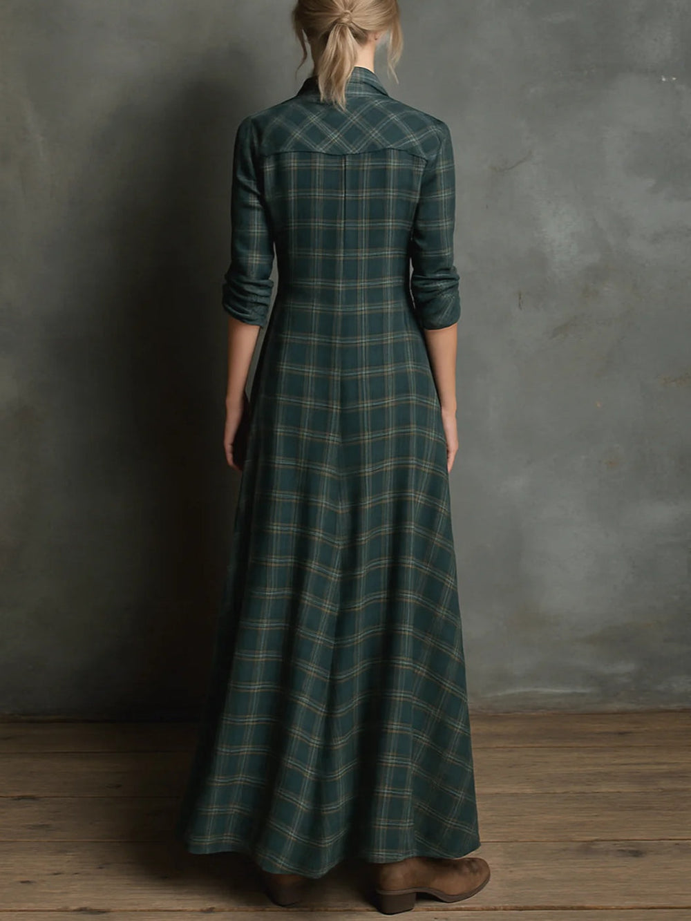 Valentina – Vestido largo elegante a cuadros