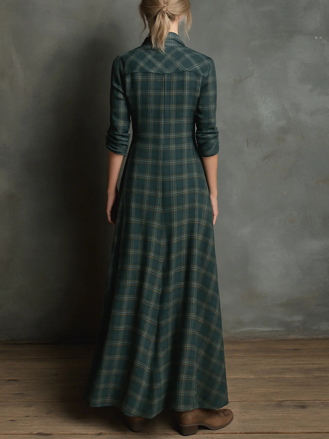 Valentina – Vestido largo elegante a cuadros