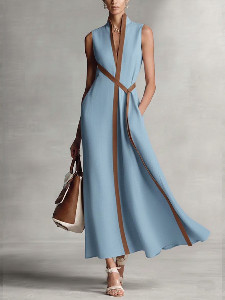 Aitana – Vestido largo fluido sin mangas elegante