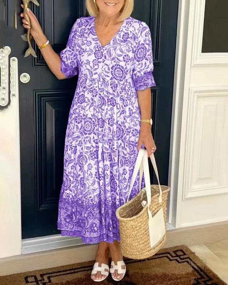 Clara – Vestido floral escote en V y falda A-line