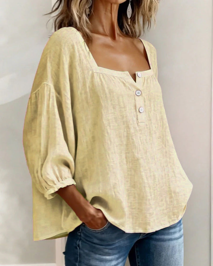 Valentina – Blusa cuello cuadrado manga larga