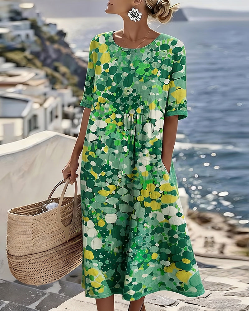 Lucía – Vestido midi floral cuello redondo