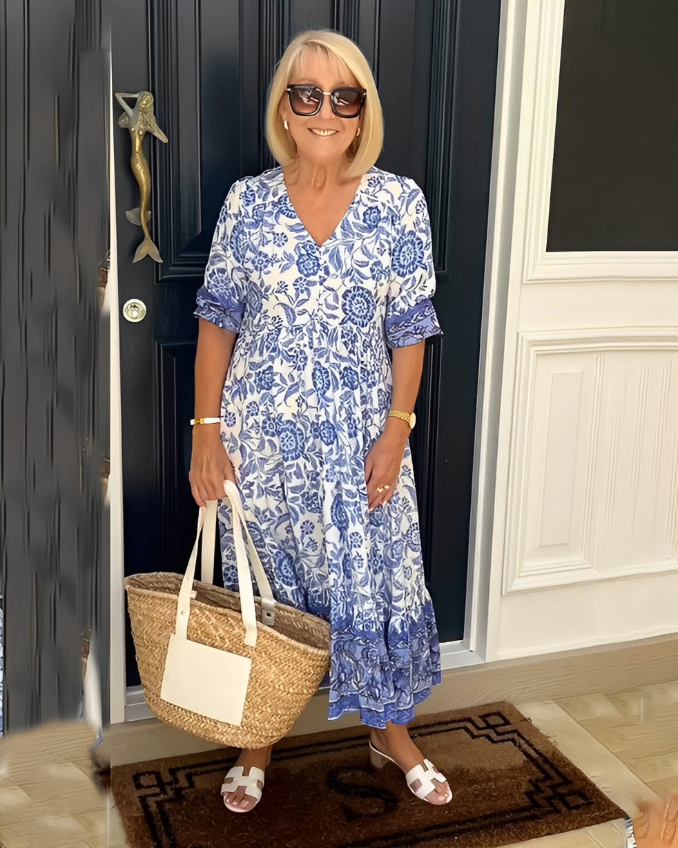 Clara – Vestido floral escote en V y falda A-line