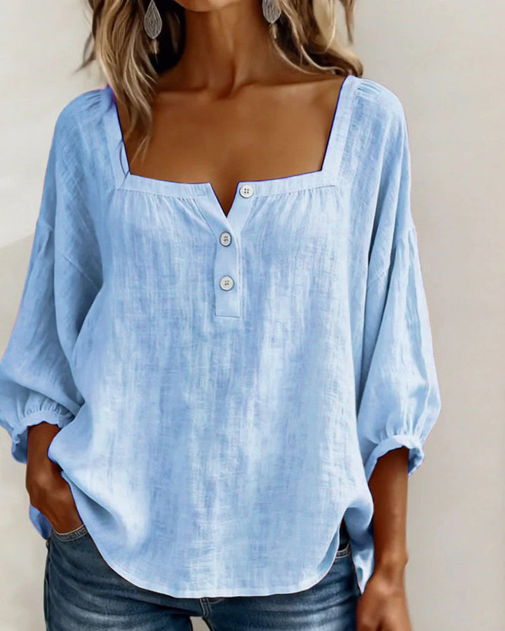 Valentina – Blusa cuello cuadrado manga larga