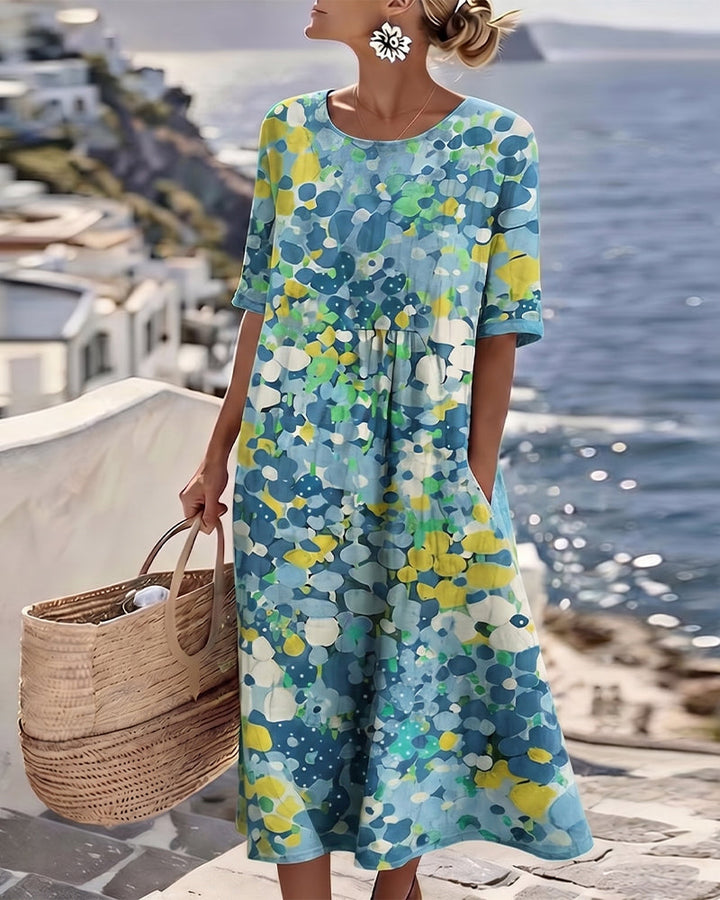 Lucía – Vestido midi floral cuello redondo