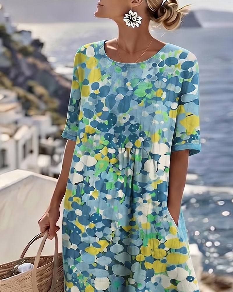 Lucía – Vestido midi floral cuello redondo