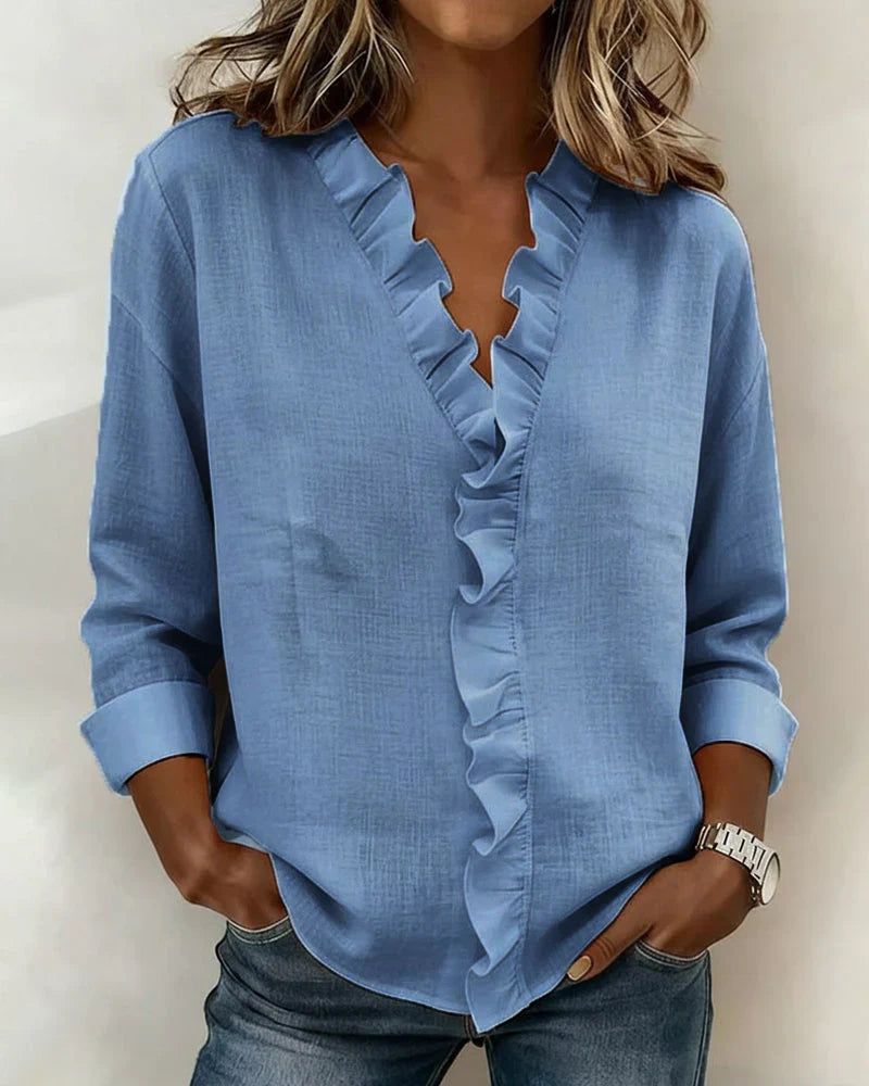 Susana – Blusa de volantes con escote en V