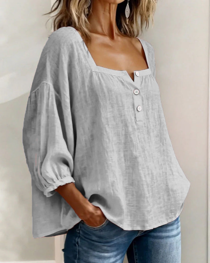 Valentina – Blusa cuello cuadrado manga larga