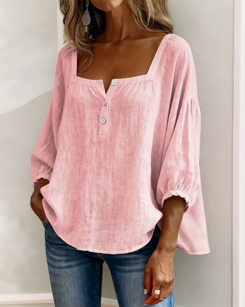 Valentina – Blusa cuello cuadrado manga larga