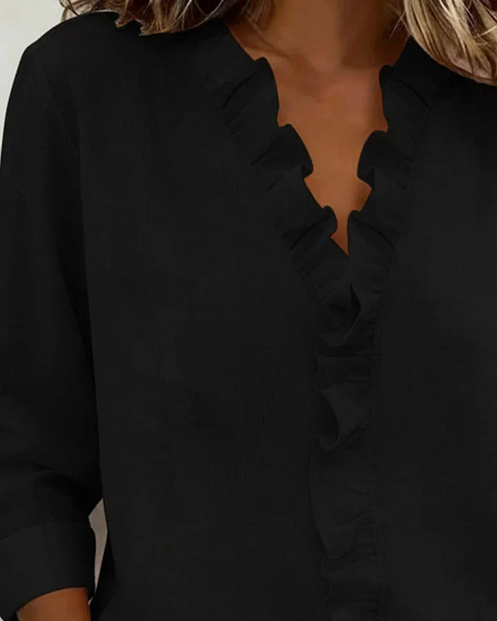 Susana – Blusa de volantes con escote en V