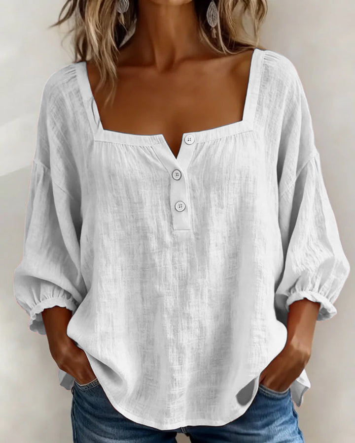 Valentina – Blusa cuello cuadrado manga larga