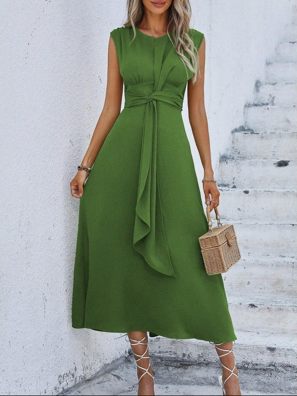 Eva – Vestido elegante sin mangas con cinturón refinado