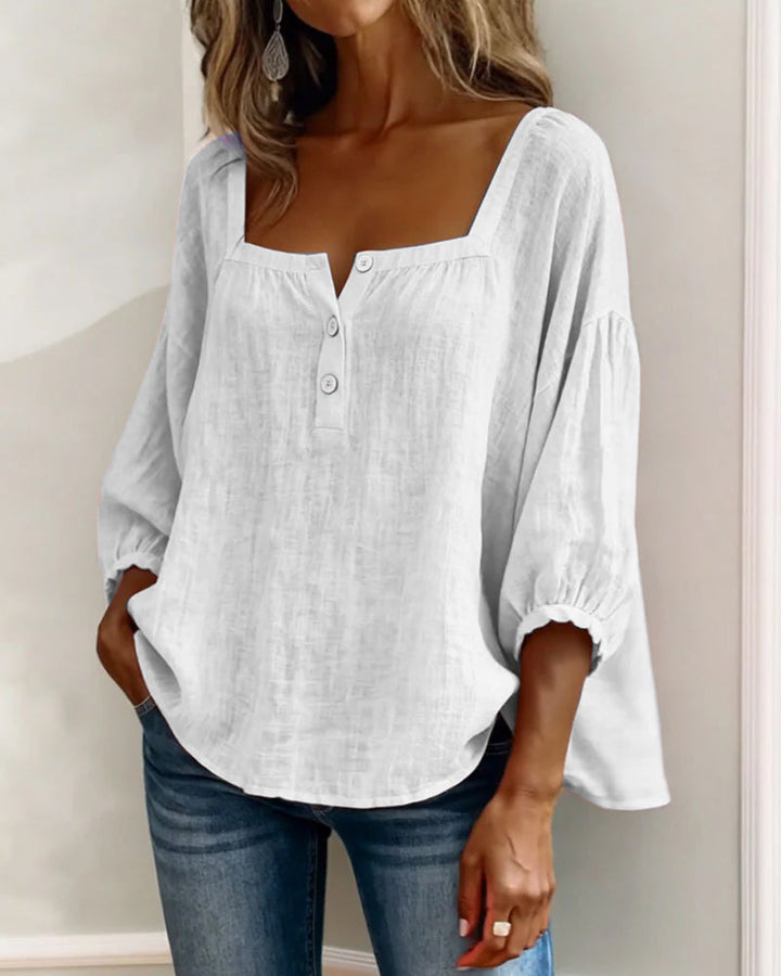 Valentina – Blusa cuello cuadrado manga larga