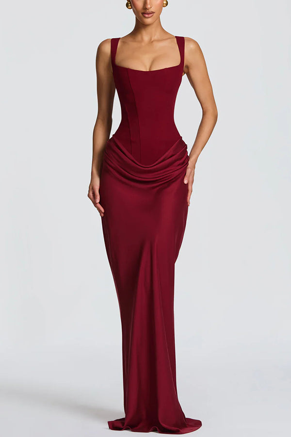 Leonor – Vestido maxi elegante de escote cuadrado