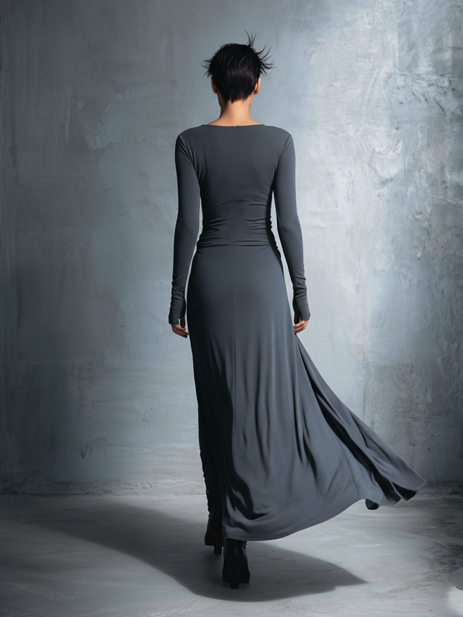 Naiara – Vestido maxi elegante con nudo lateral