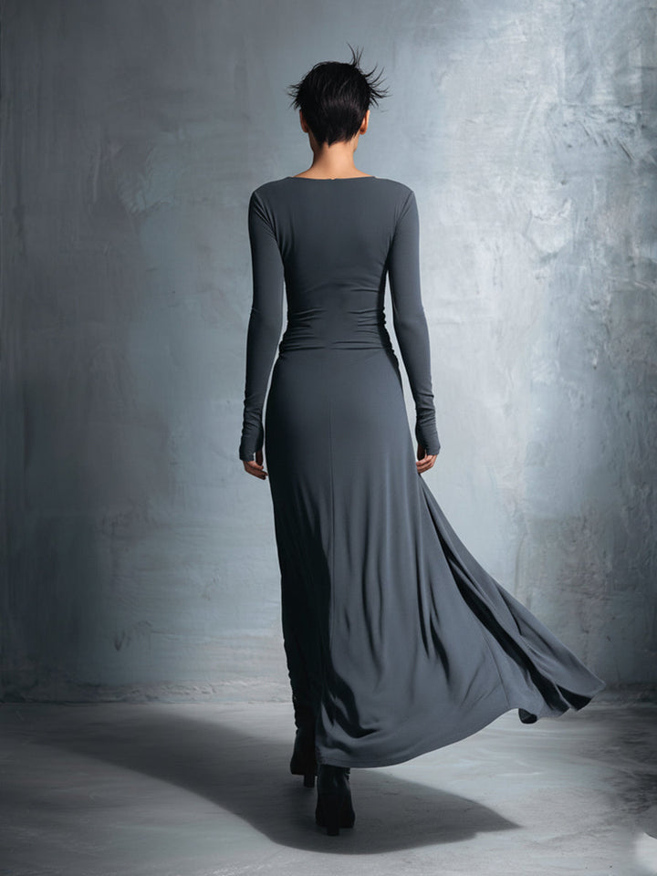 Naiara – Vestido maxi elegante con nudo lateral