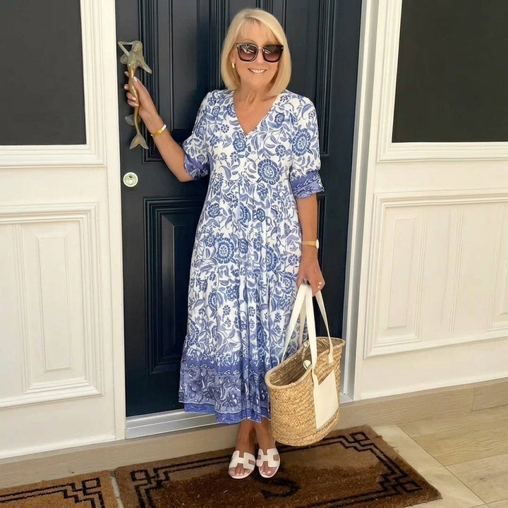 Clara – Vestido floral escote en V y falda A-line