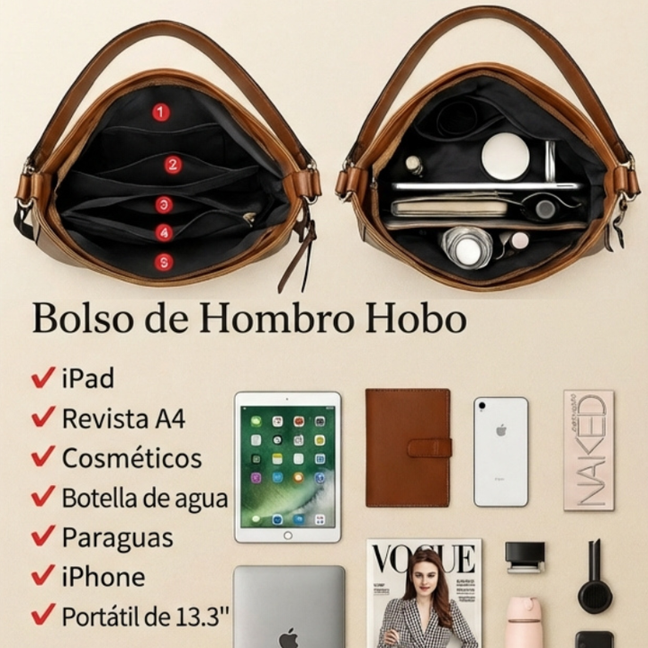 Isabel – Bolso hobo antirrobo elegante + Cartera pequeña GRATIS