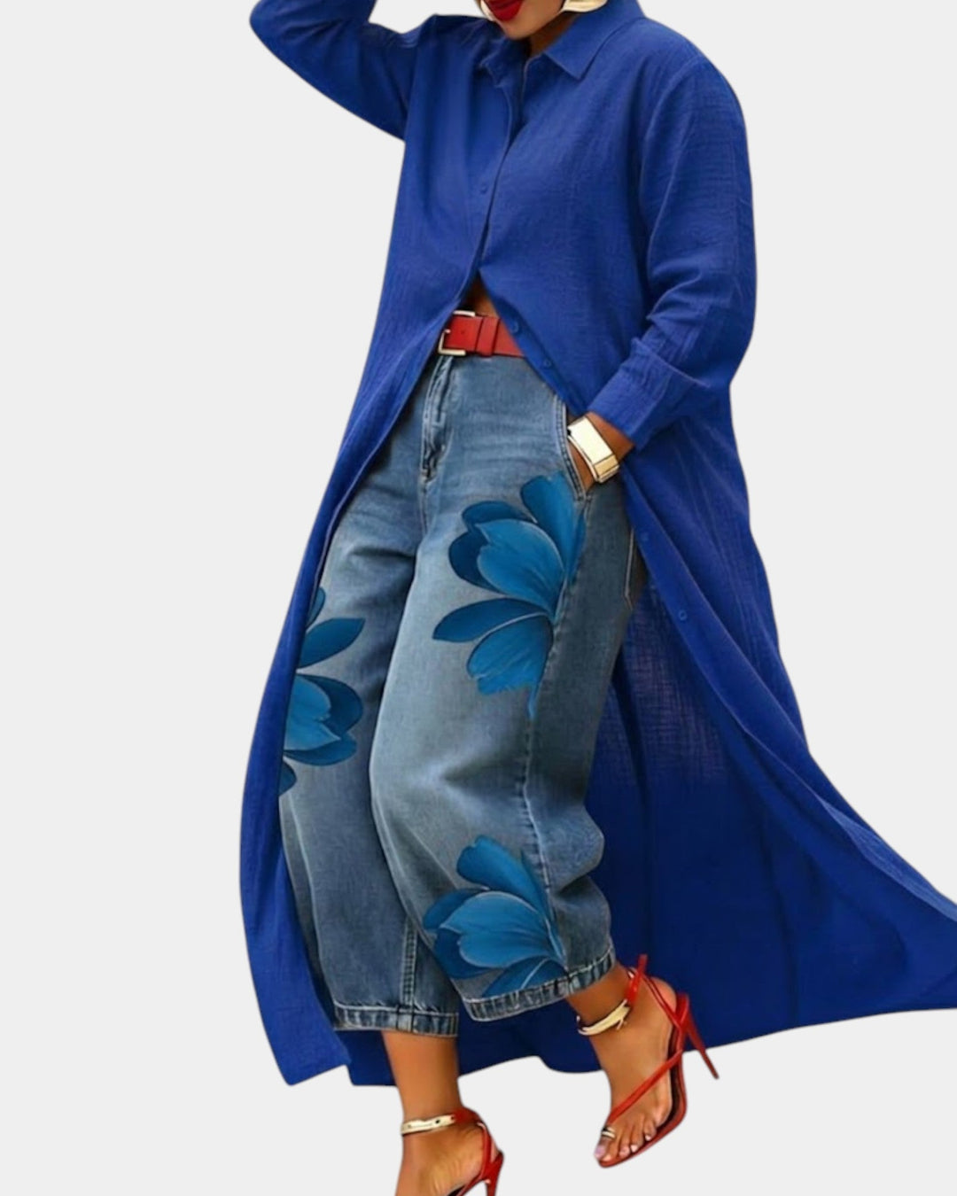 FLORA – Jeans florales anchos + camisa incluida gratis