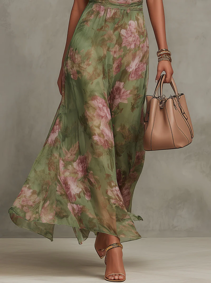 Marta – Vestido largo floral elegante con escote halter