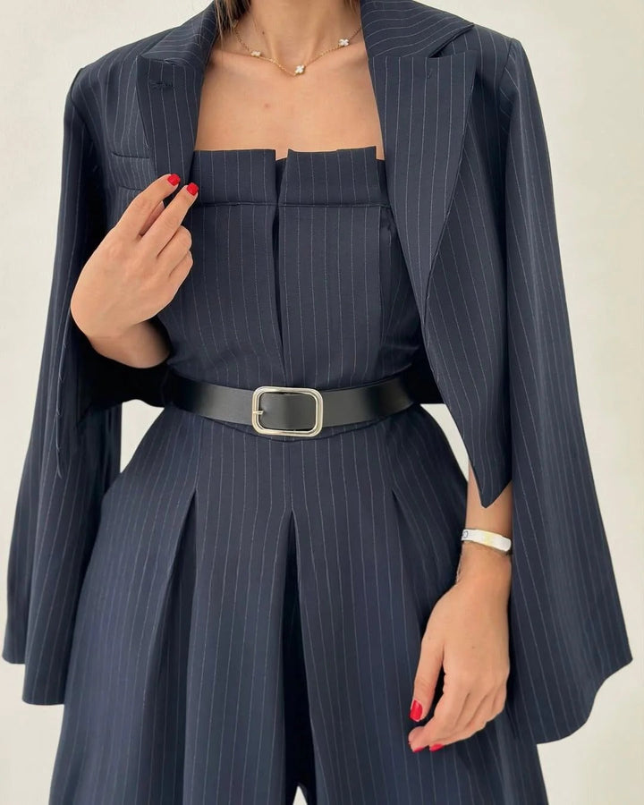 Alba – Conjunto femenino de top bustier y americana elegante