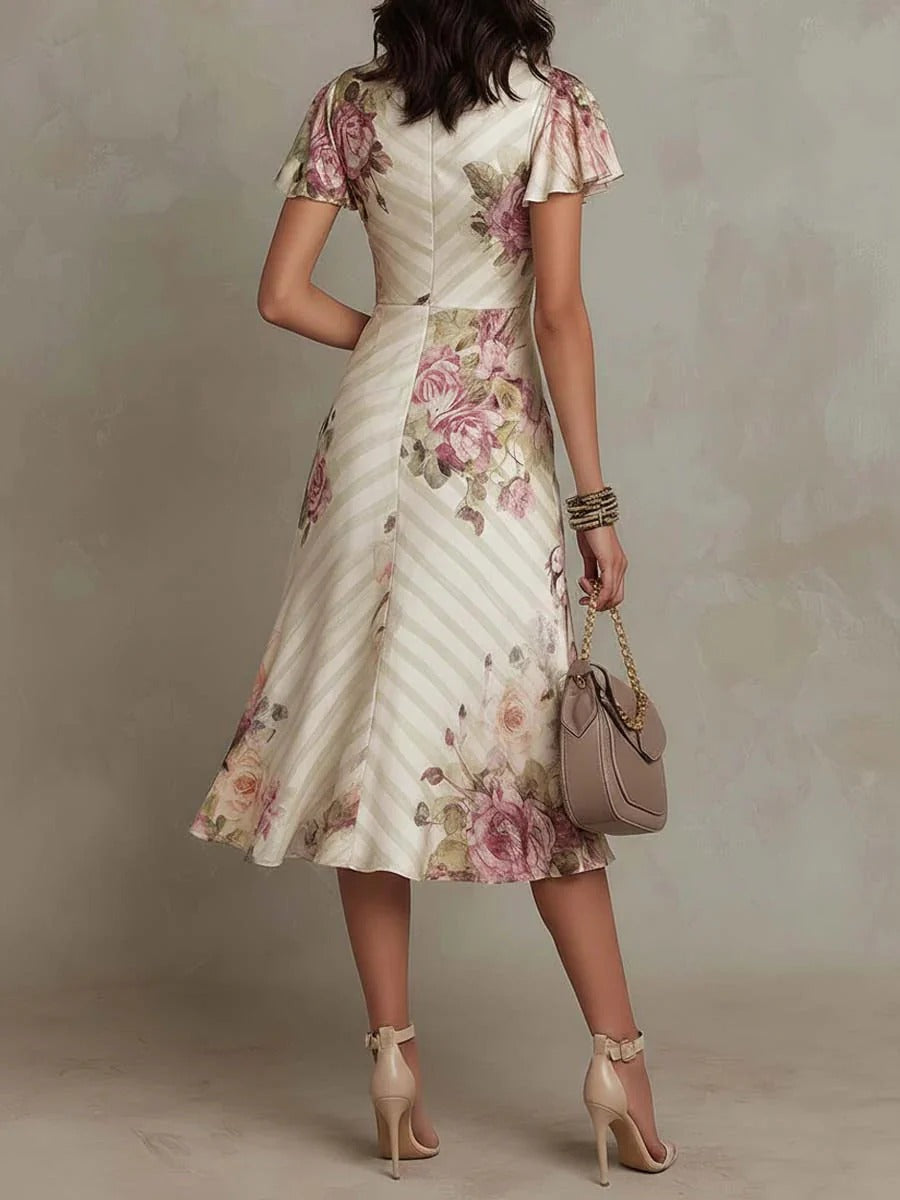 Alba – Vestido midi floral elegante estilo retro