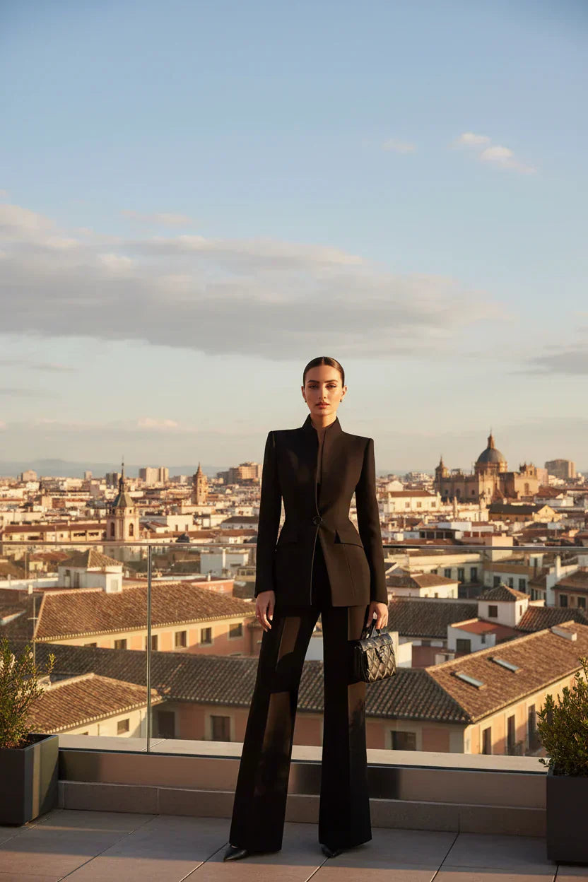 Georgina – Conjunto blazer y pantalón palazzo