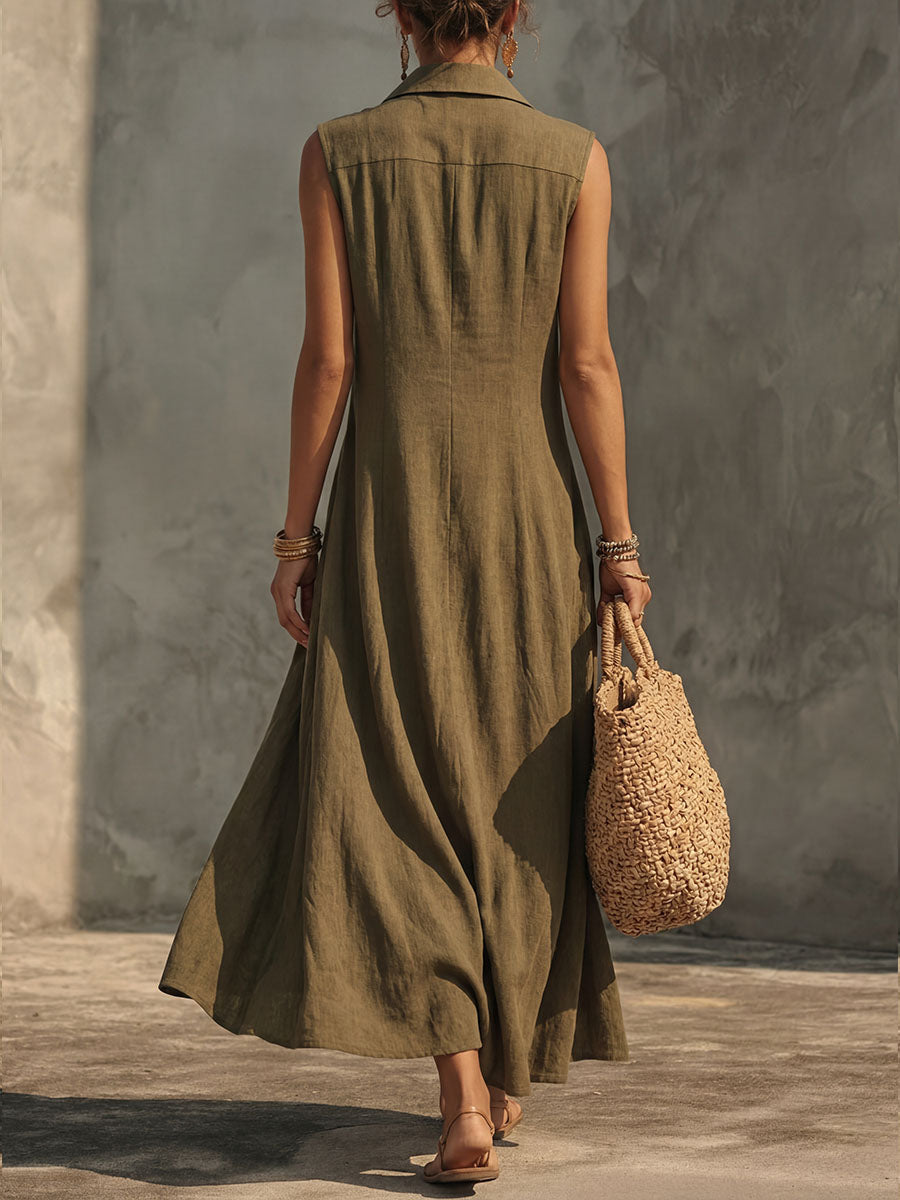 Silvia – Vestido largo fluido elegante con escote cruzado