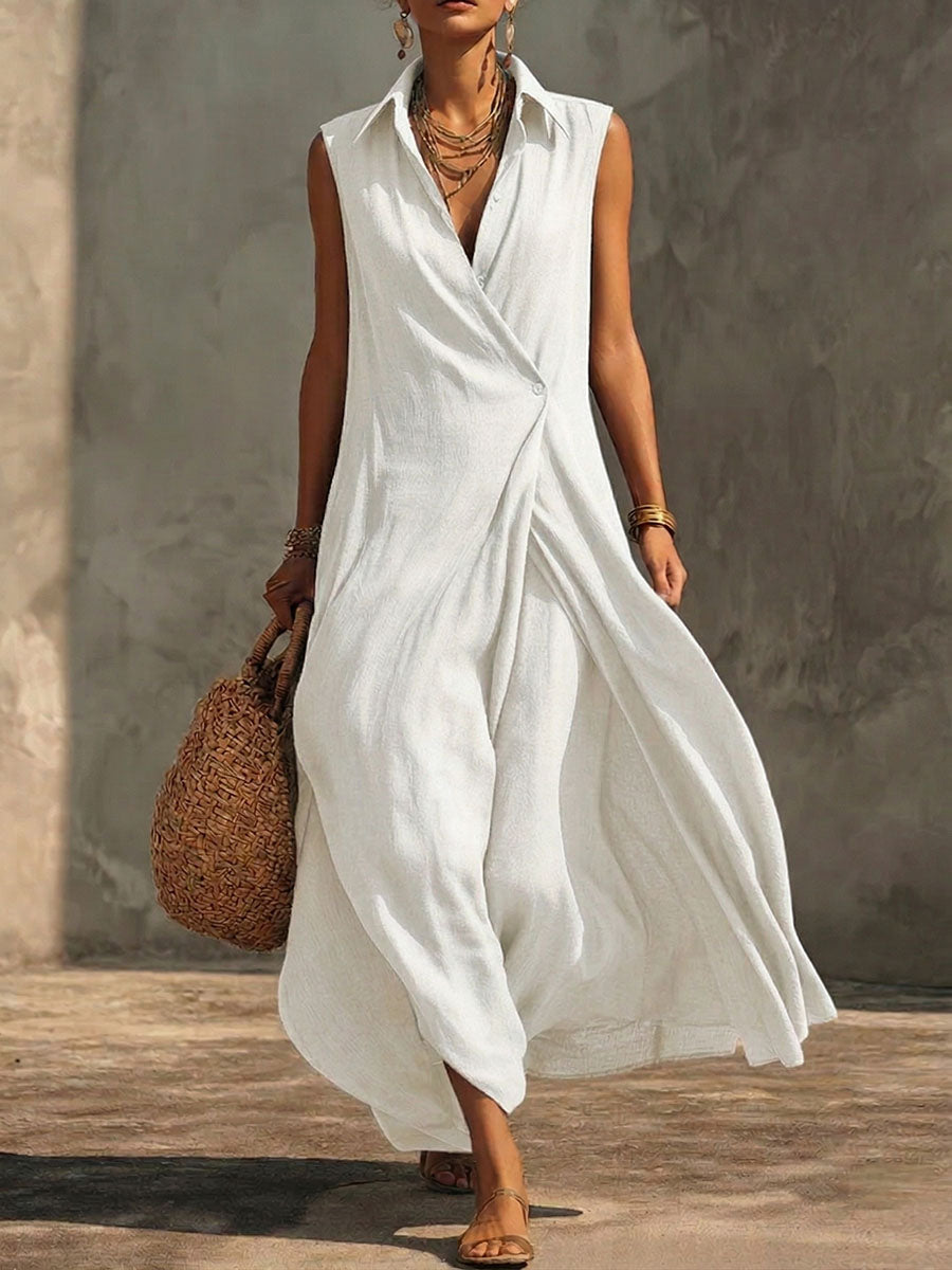 Silvia – Vestido largo fluido elegante con escote cruzado