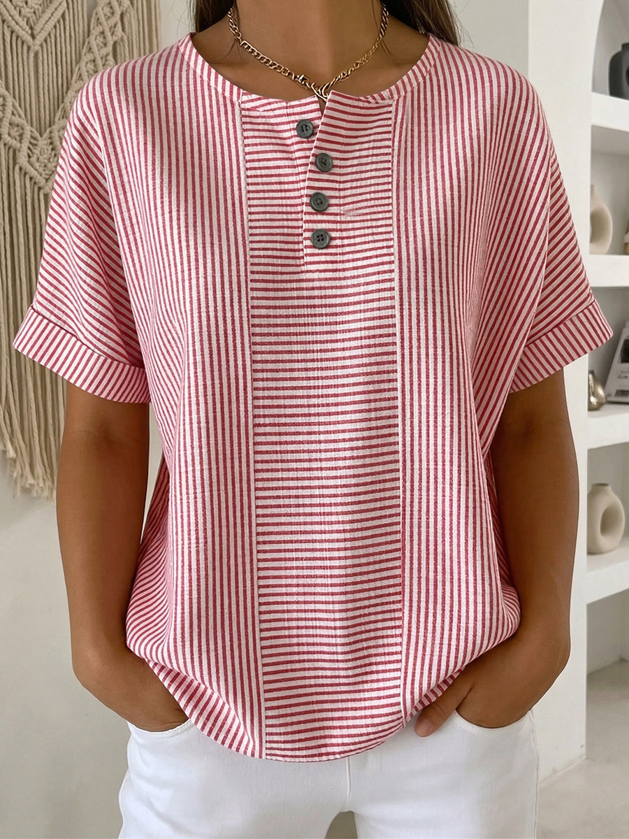 Lucía – Blusa a rayas con corte elegante