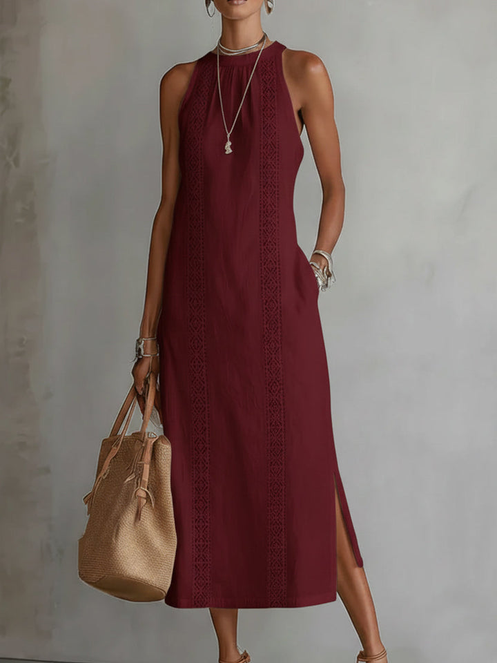 Jimena – Vestido midi elegante con cuello mao