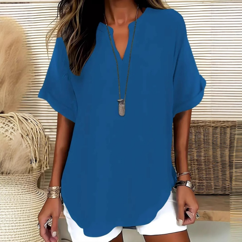 Lucía – Blusa moderna de manga corta con corte suelto y elegante