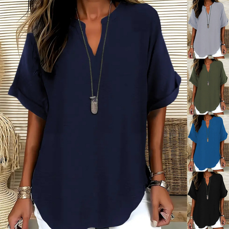 Lucía – Blusa moderna de manga corta con corte suelto y elegante