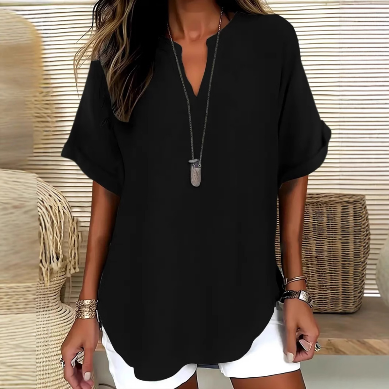 Lucía – Blusa moderna de manga corta con corte suelto y elegante