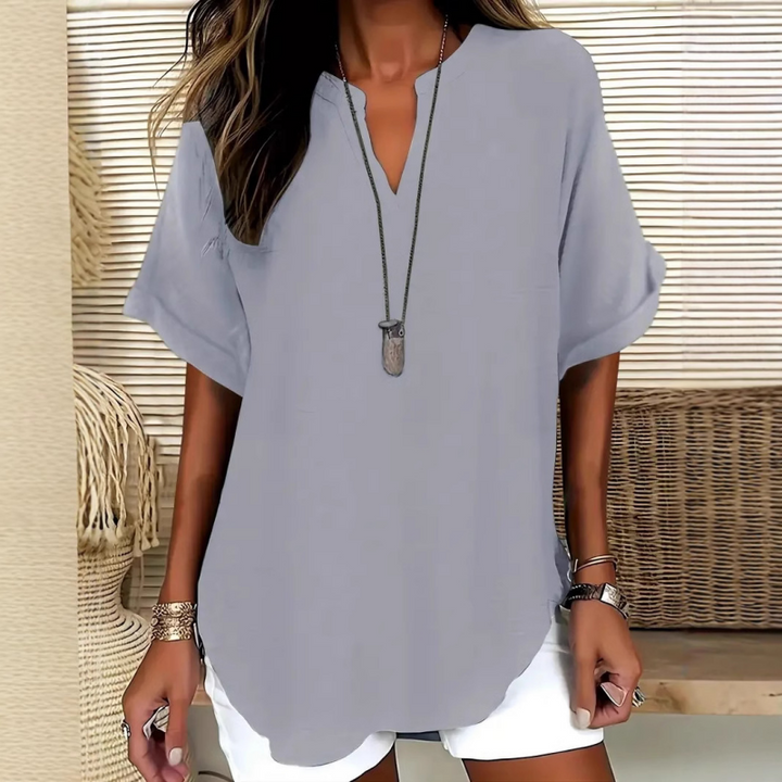 Lucía – Blusa moderna de manga corta con corte suelto y elegante