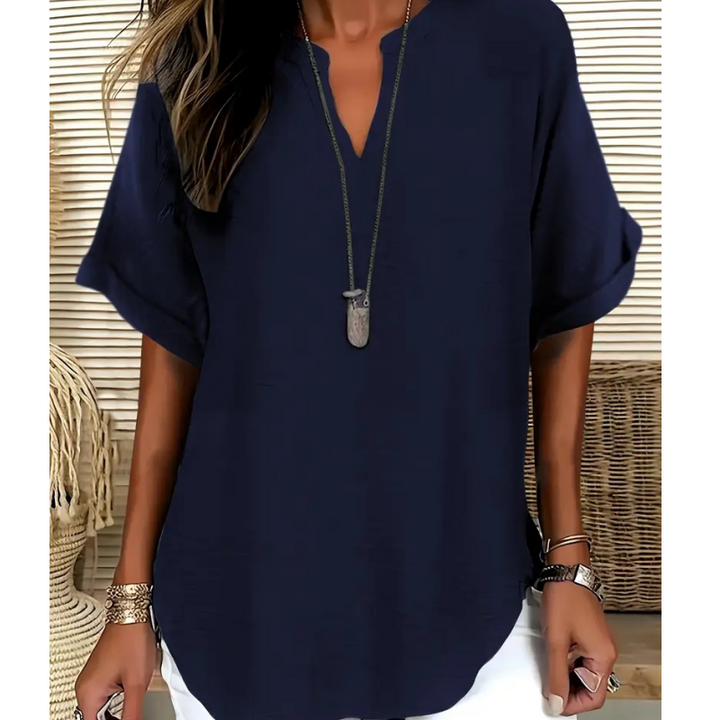 Lucía – Blusa moderna de manga corta con corte suelto y elegante