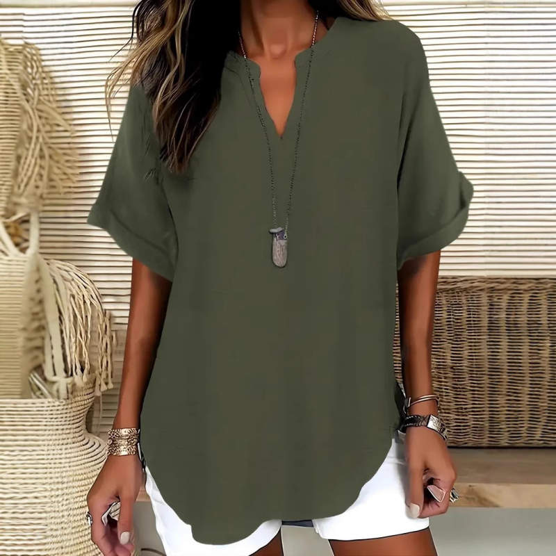 Lucía – Blusa moderna de manga corta con corte suelto y elegante