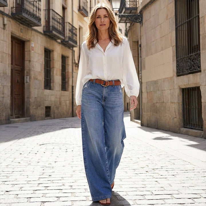 Clara – Vaqueros vintage de cintura alta y pierna ancha elegantes