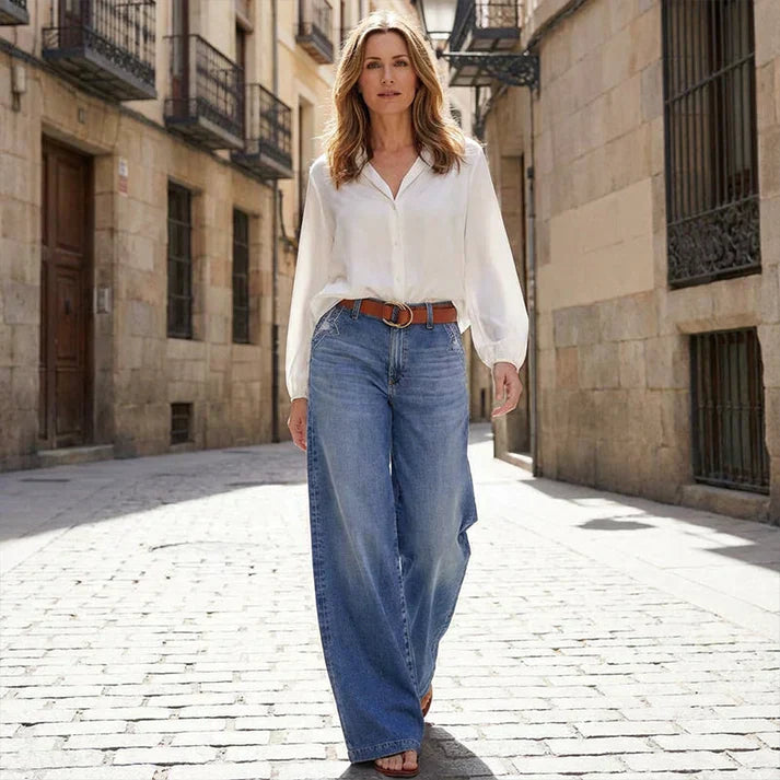 Paula – Vaqueros elegantes de cintura alta y pierna ancha