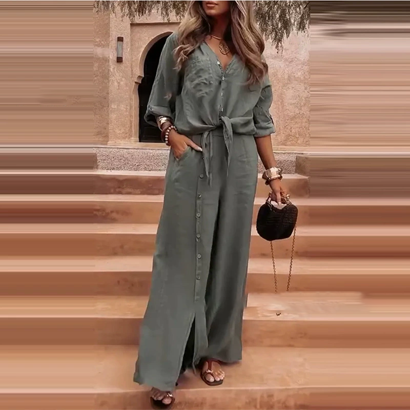 Isabella – Conjunto elegante de dos piezas para mujer en color liso
