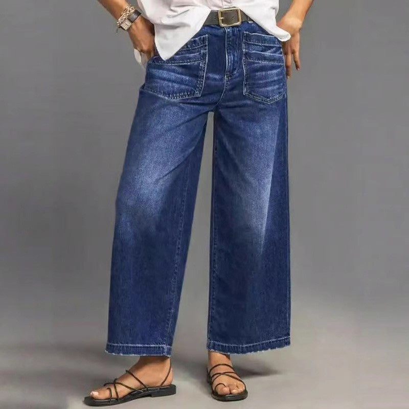 Lucía – Jeans casuales de mujer de cintura alta y pierna ancha elegante