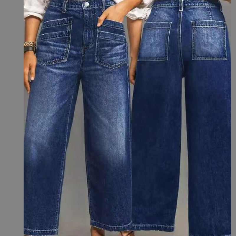 Lucía – Jeans casuales de mujer de cintura alta y pierna ancha elegante