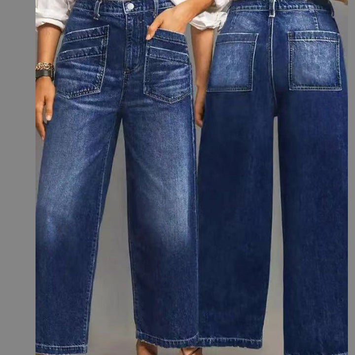 Lucía – Jeans casuales de mujer de cintura alta y pierna ancha elegante