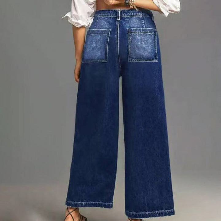 Lucía – Jeans casuales de mujer de cintura alta y pierna ancha elegante