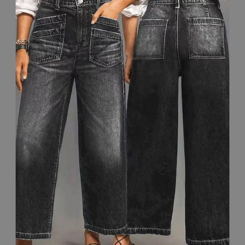 Lucía – Jeans casuales de mujer de cintura alta y pierna ancha elegante