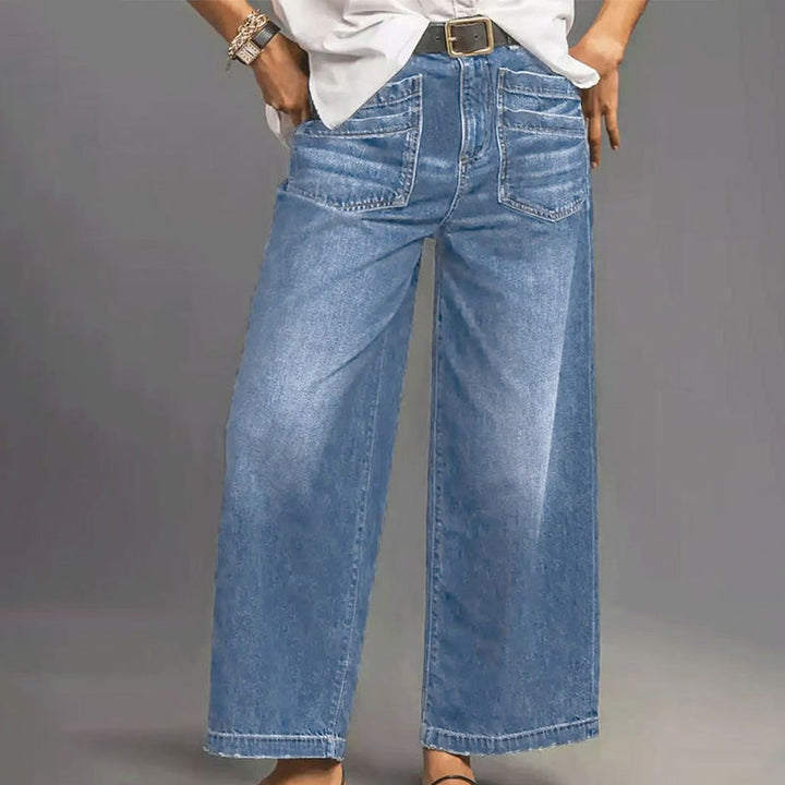 Lucía – Jeans casuales de mujer de cintura alta y pierna ancha elegante