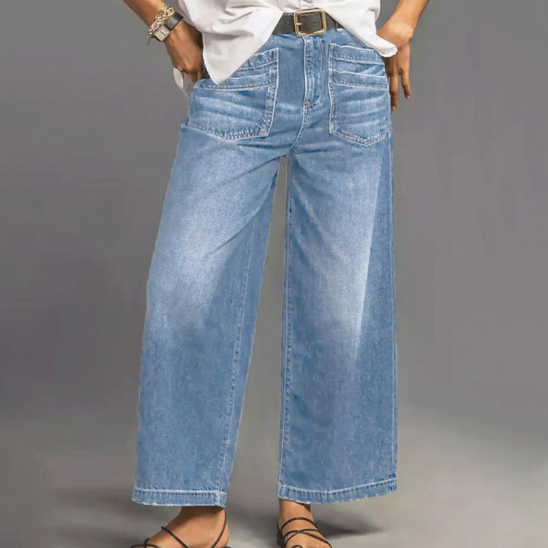 Lucía – Jeans casuales de mujer de cintura alta y pierna ancha elegante
