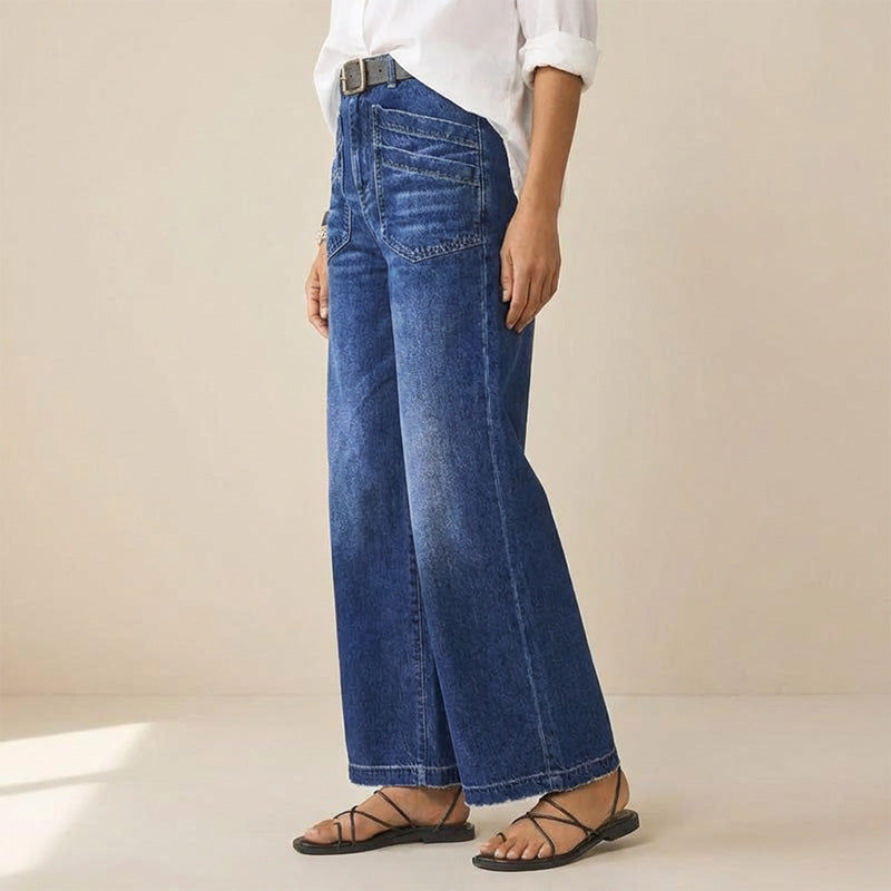 Lucía – Jeans casuales de mujer de cintura alta y pierna ancha elegante